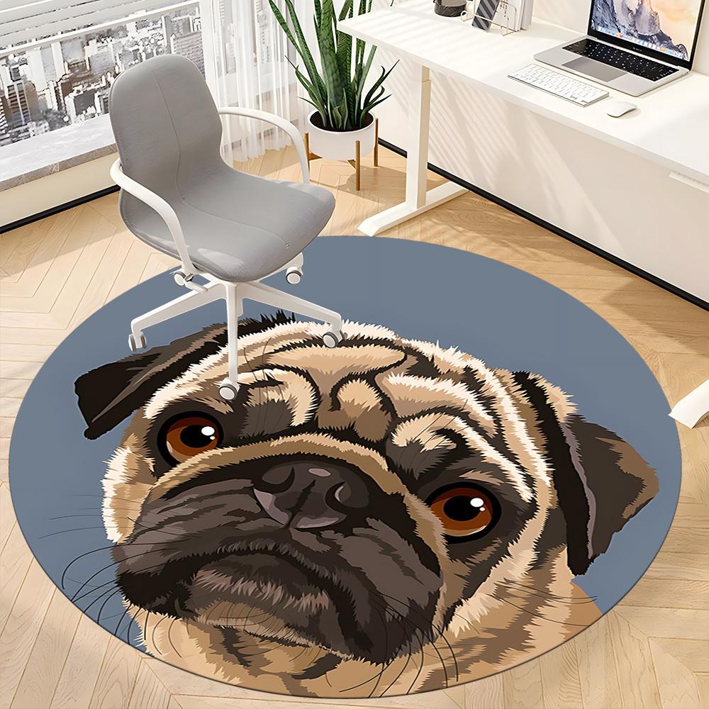 1pc Pug Portrait Chair Carpet for Office - Durable, Ideal for Chair Mats, Stylish & Functional Decorative Rug yy260203019