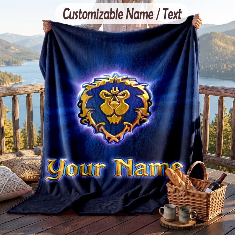Custom Text Flannel Throw Blanket, Lightweight Cozy Bed Sofa BlanketWorld of Warcraft