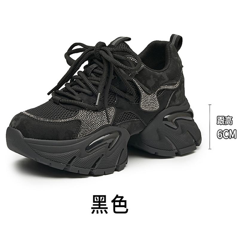 

New spring hot diamond shoes women s casual versatile thick soles increase height and show small and lightweight sports shoes 40