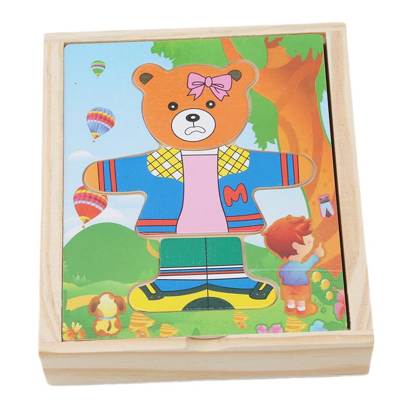 Bear Changing Clothes Pulzze Child Shape Matching Wooden Kid Creative Manual Activity Toy Idea Coordination Girl 2 To 5 Year Old