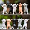 Dancing Cat Figure Decoration Adorable Appearance Mini Size Funny Cartoon Cat Statue Animal Model Ornament
