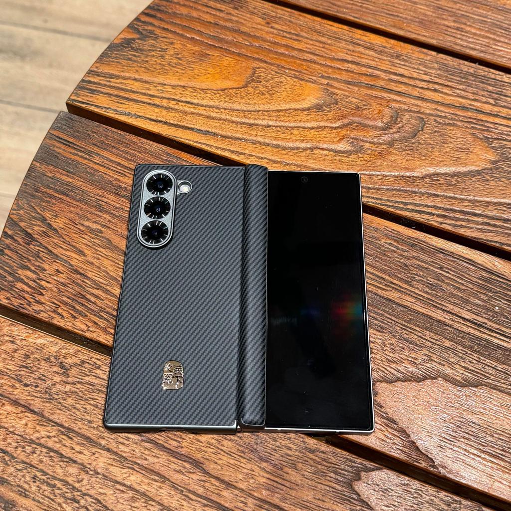 Applicable To W25 Leather Patterned Shell Samsung Zfold5 Folding Mobile Phone Case W24 Center Shaft