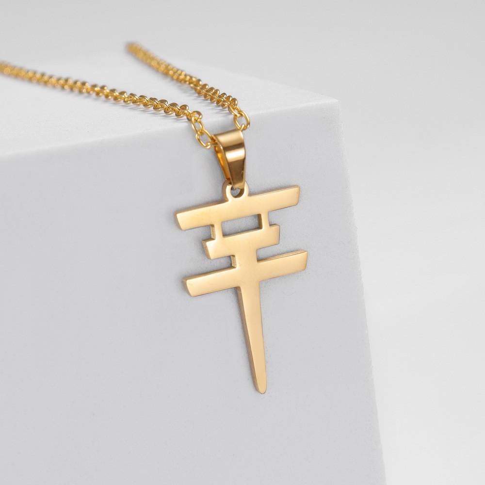 Stainless Steel Geometric Symbol Pendant Necklace Minimalist Gold Silver Hip Hop Jewelry for Men Women