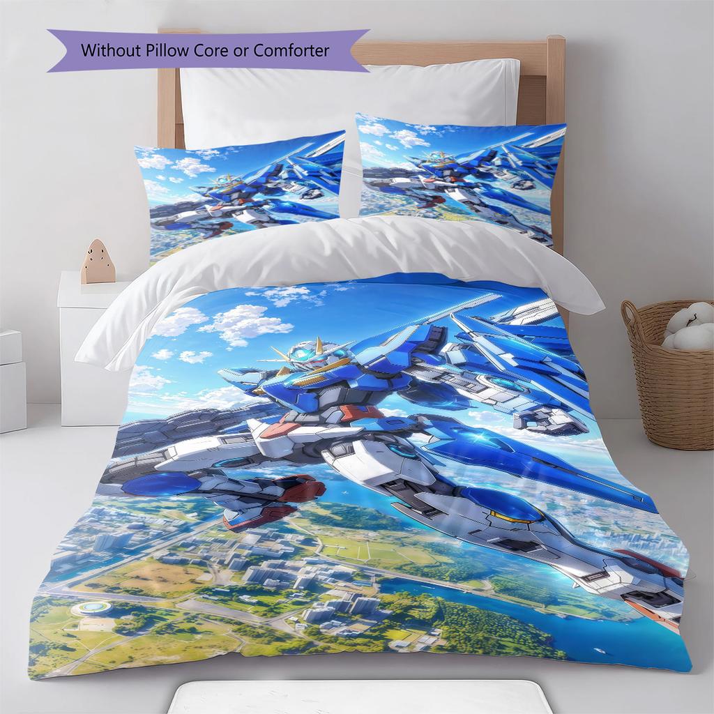 Gundam Front View RX-78 Anime Bedding Set Duvet Cover Polyester Soft Bed Linen Set -QJY