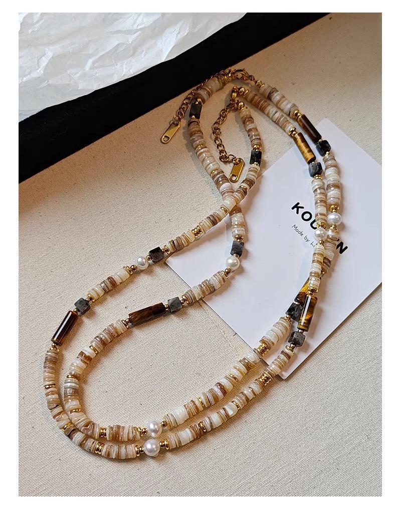 Women's Y2K Style Freshwater Pearl & Tiger Eye Stone Necklace