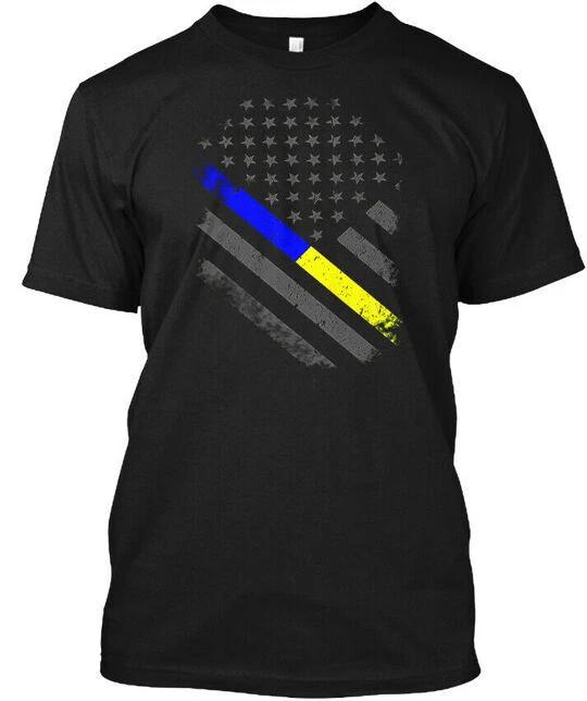 Thin Blue Gold Line American Flag Police 911 T-Shirt  S-5XL