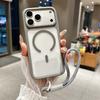Luxury Lanyard Clear Slim Acrylic Magnetic Phone Case For iPhone 17 16 15 14 13 12 Pro Max For Magsafe Wireless Charging Cover