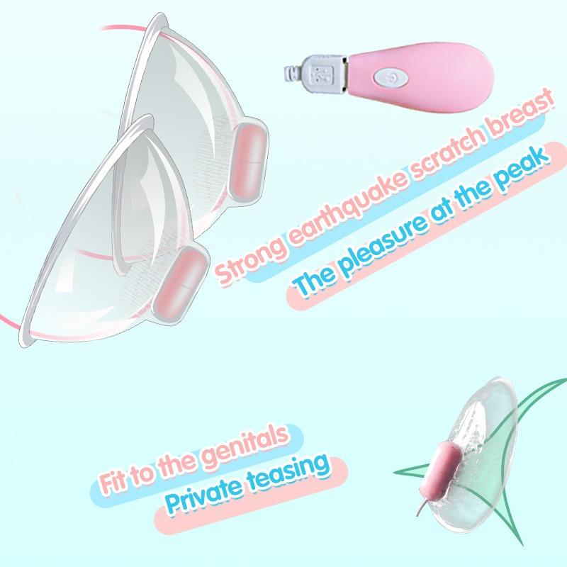 Three Head Suction Vibrating Nipple Breast Augmentation Device Breast Pump Female Tongue Licking Massage Masturbator