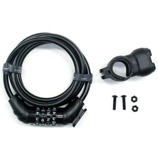 

VELO Asahi Кронштейнный кодовый трос с кронштейнным замком, 8x1800мм, Тип, чёрный