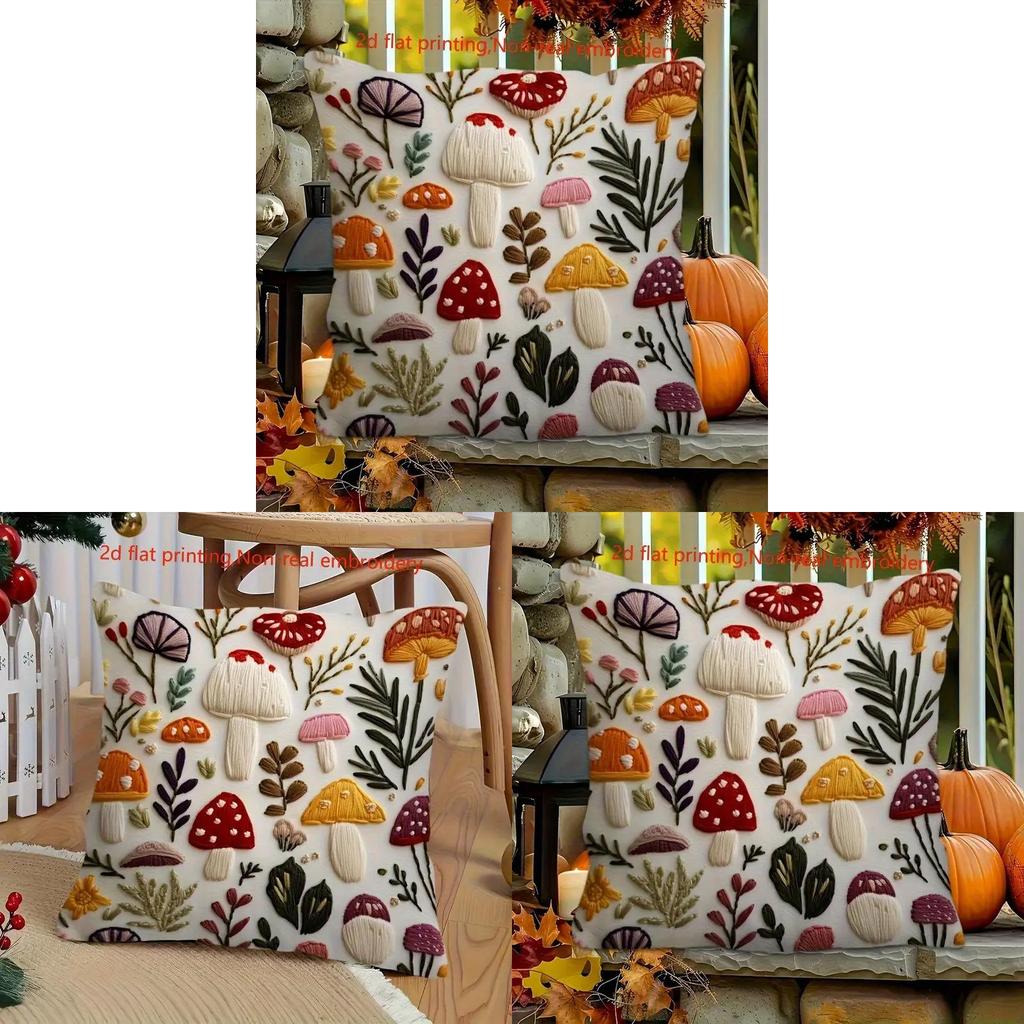 Federa Cuscino Peluche Animale Fungo per Decorazione Soggiorno Lounge