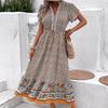 Amazon Independent Station Foreign Trade Summer New Fashion Cross-border Women's Clothing European and American V-neck Floral Dress