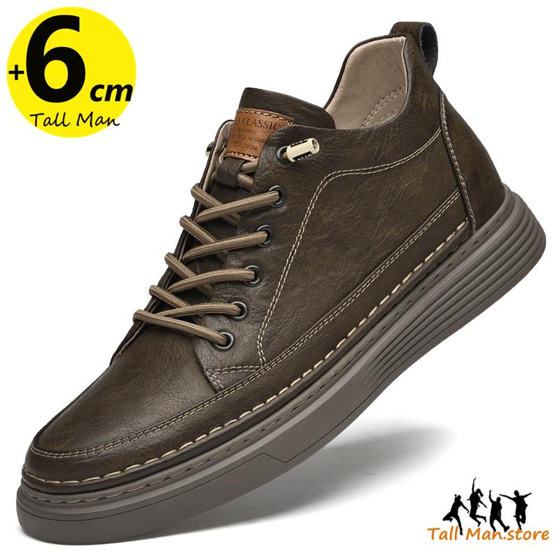 Herren Booster Sneaker Klobige Schuhe mit Absatzerhöhung Einlegesohle für 6 cm Höhenzunahme Herren Lift Hoch Leder Frühling Herbst Übergröße 36-47