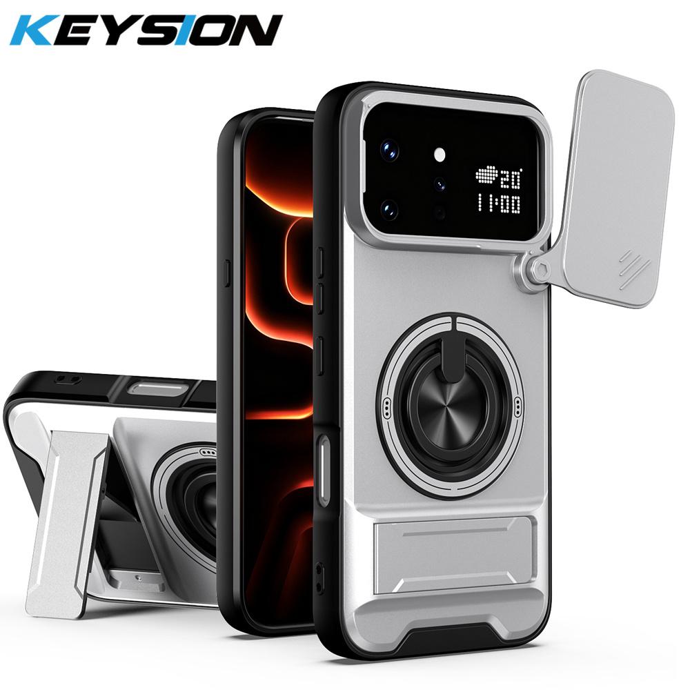KEYSION Magnetic Phone Case for Infinix Note 60 Ultra 5G Slide Camera Protection Upright Stand 360° Ring Shockproof Back Cover