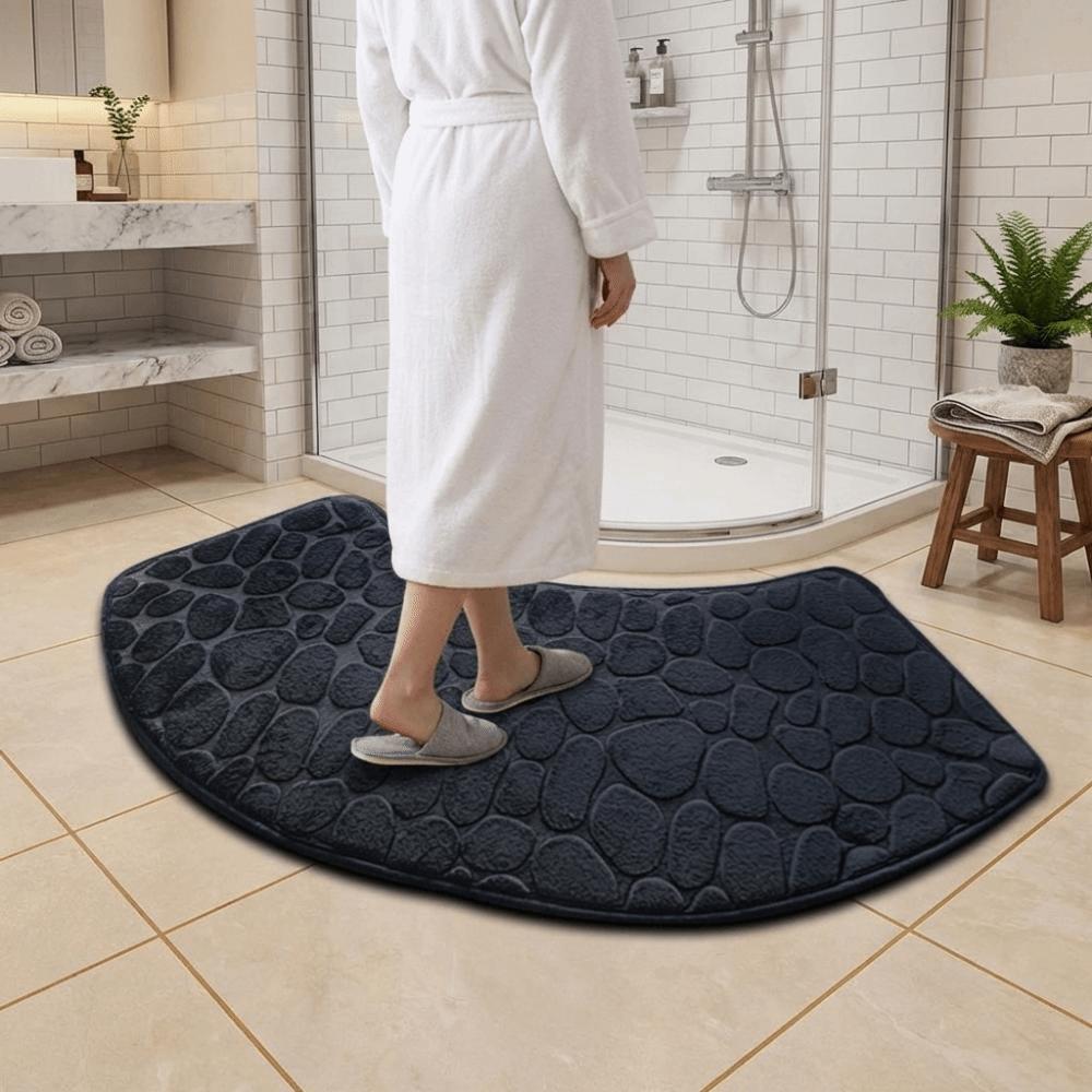 Thickened Cobblestone Bathroom Floor Mat Dirt-resistant Absorbent Floor Mat  for Toilet