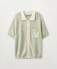 Satur Scallop Collar Half Knit Cardigan Light Green