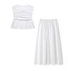 2025 Spring Women's Strapless Wavy Edged Top & High-Waisted Pleated Skirt Set