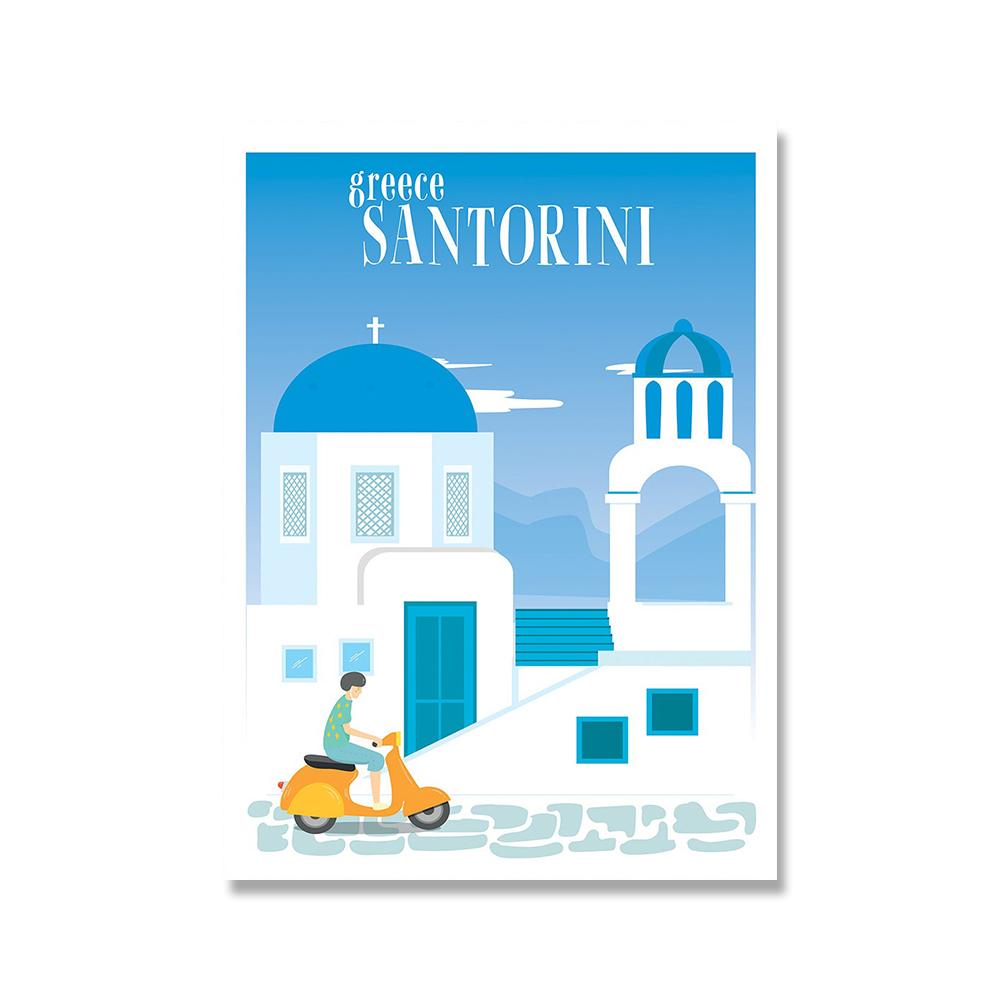 Slavné město Barevná krajina Cestovní plakát Nástěnný tisk New York Londýn Plátno Malba Kancelář Obývací Pokoj Ložnice Domácí Dekorace