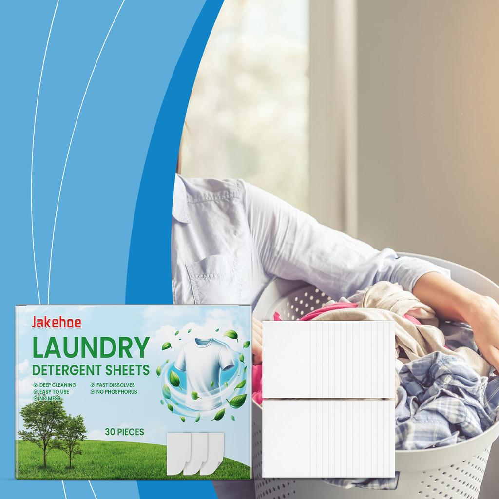 30PCS Laundry Detergent Sheets Easy Dissolve Laundry Tablets Strong Deep Cleaning Detergent Laundry Soap for Washing Machine