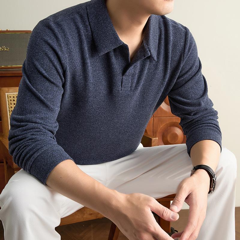 Men S Loose Fit Long Sleeve Polo Shirt For Middle Aged Dad Spring Autumn