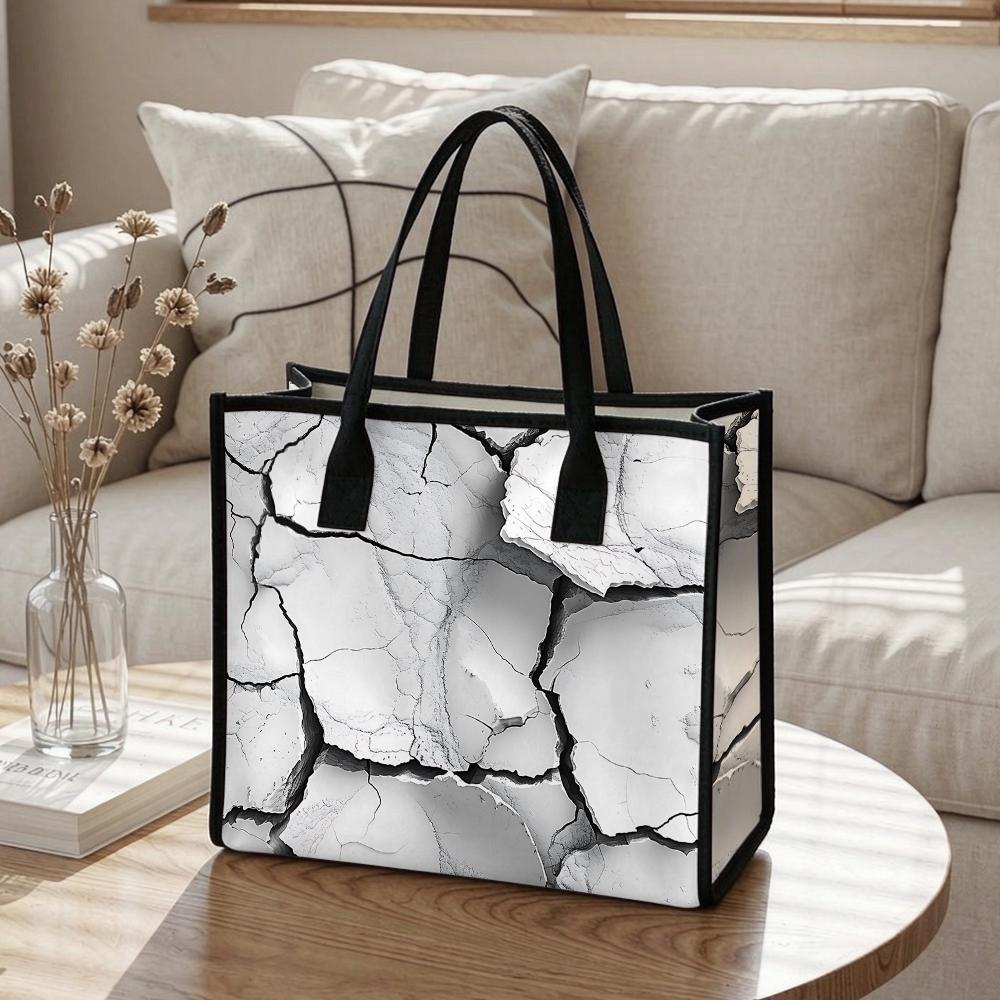 Cracked Pattern Casual Tote Bag Stylish Women Daily Use Shoulder Bag for Shopping Commute