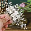 Side Hair Comb with Flower Decor Wedding Elegant Alloy Comb Barrette for Birthday Stage Party Hairstyle