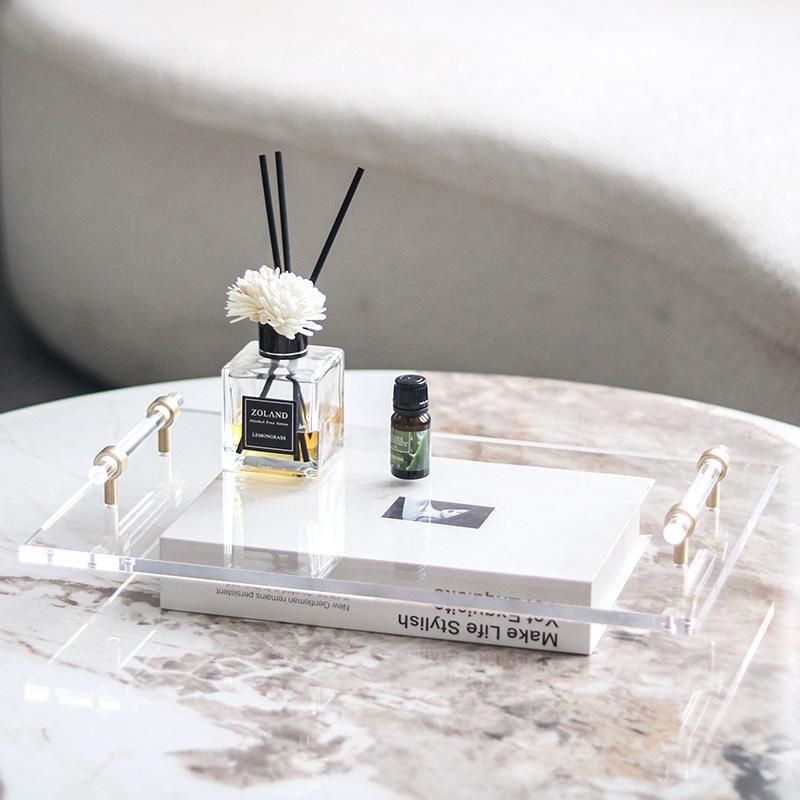 Leichtes, luxuriöses, transparentes Acryltablett, Modellzimmer, Wohnzimmer, Zuhause, High-End-Schmucktablett, Dekoration, Ornamente, Snacktablett