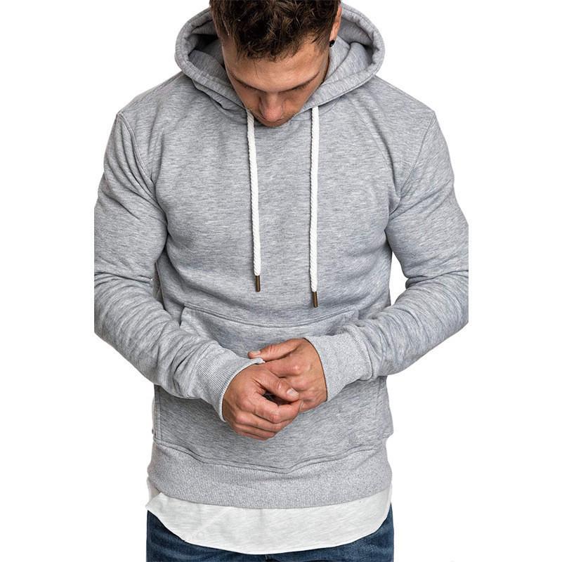 2023 Men's Solid Color Hooded Pullover Sweatshirt
