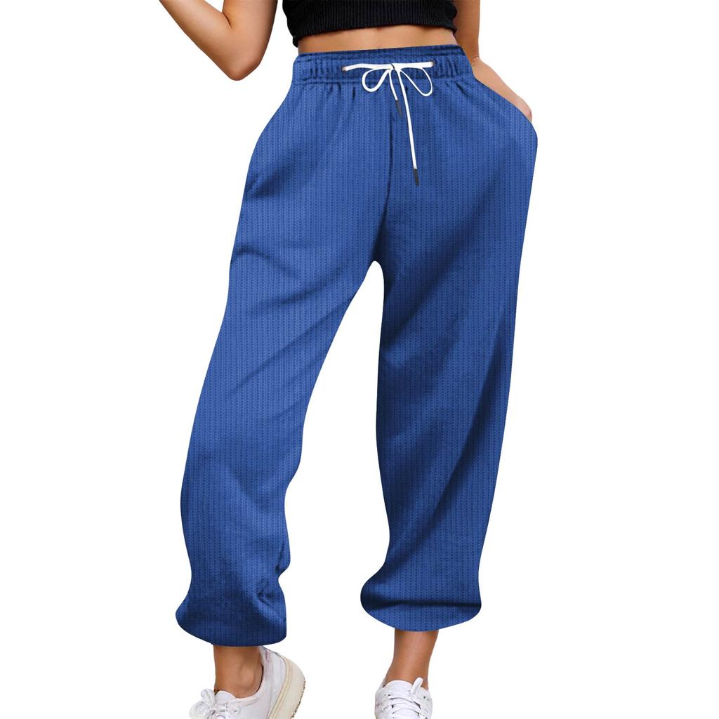 Women's Casual Pants High-waisted Belted Jogging Pants With Pockets