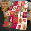 Festive Christmas-themed Patchwork Pattern Blanket Flannel Material Soft Warm for All Seasons, Home Outdoor Camping Picnics RV