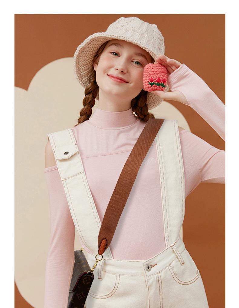 Evelyne Bucket Bag with Genuine Leather and Cotton Canvas Shoulder Strap