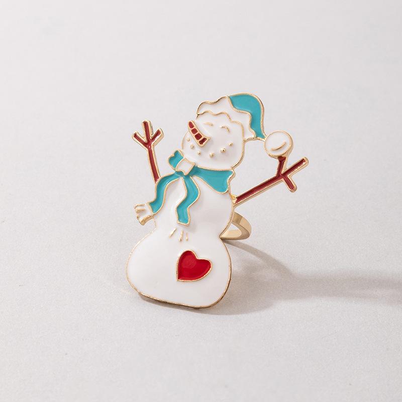 New European and American Holiday Products Christmas Oil Dripping Ring Elk Santa Alloy Ring