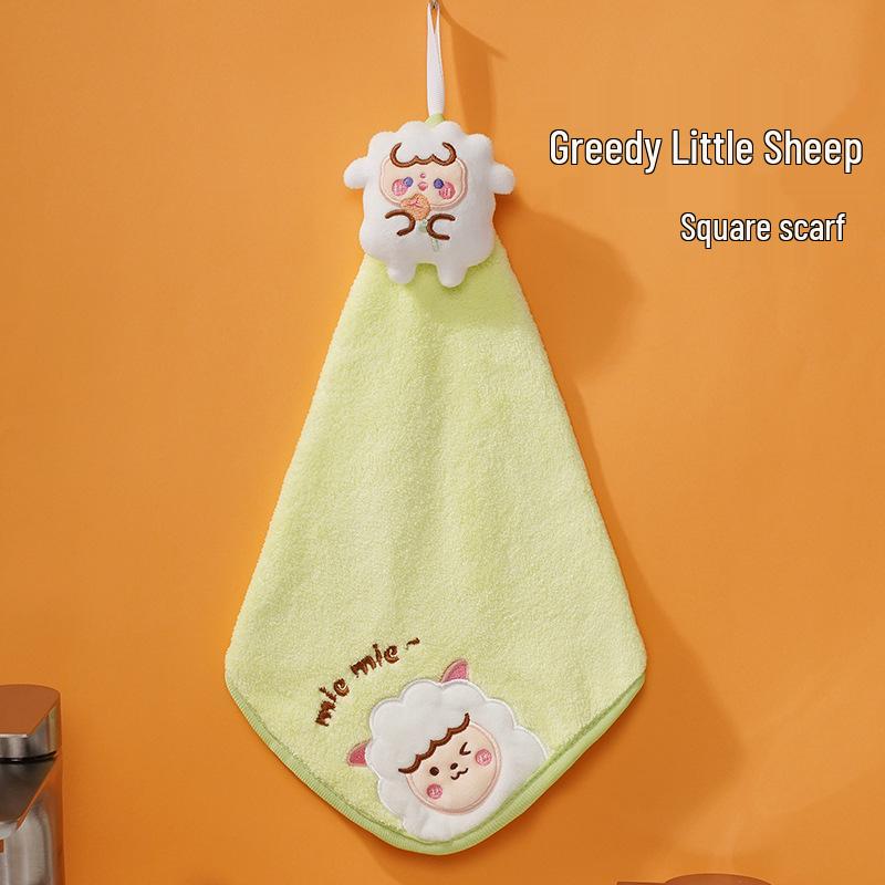 3D Cartoon Cute Hanging Hand Towel - Absorbent Coral Fleece Embroidered Cloth for Kitchen & Kids
