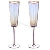1Pair Decorative High Stem Glass Cup Gold Rimmed Love Heart Champagne Flute 6XDE
