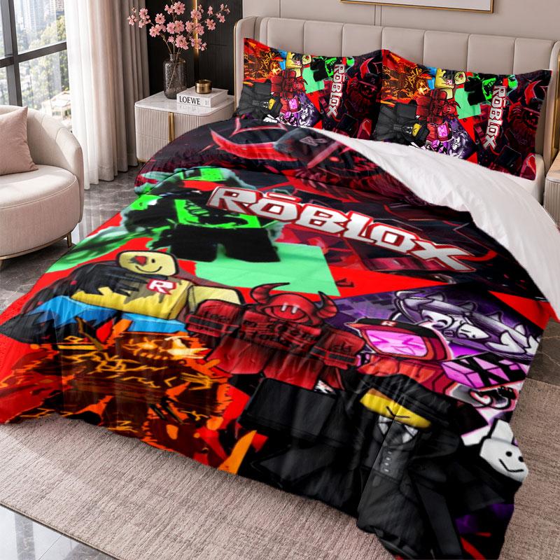 Roblox 3Pcs Bedding Set Duvet Cover With Two Pillowcases For Bedroom Home Decoration