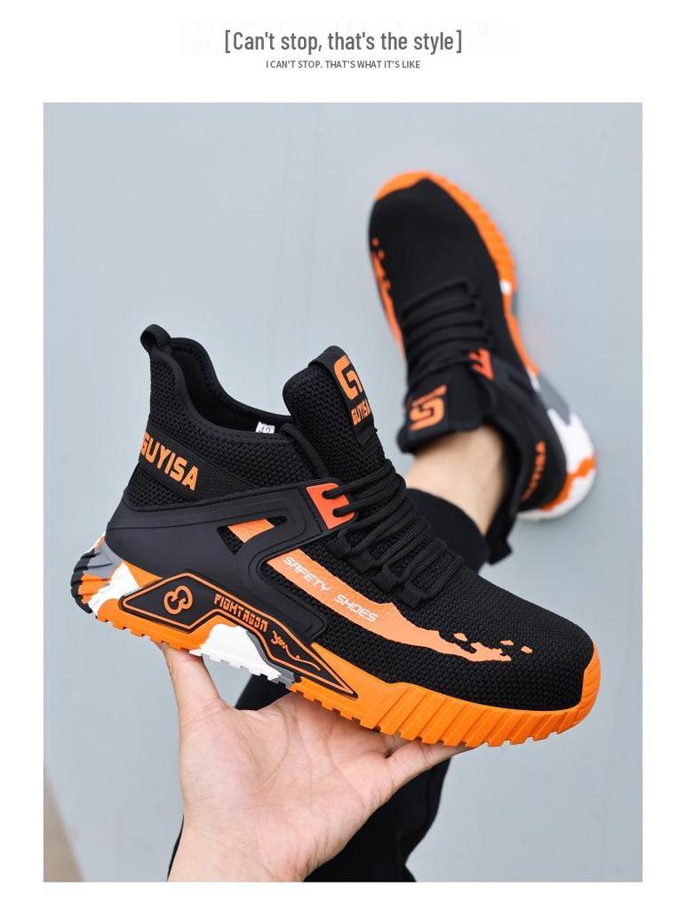Men's Steel Toe Safety Shoes: Anti-Smash, Anti-Puncture, Fly-Knit, Soft Sole, Comfortable, High-Top Work Boots