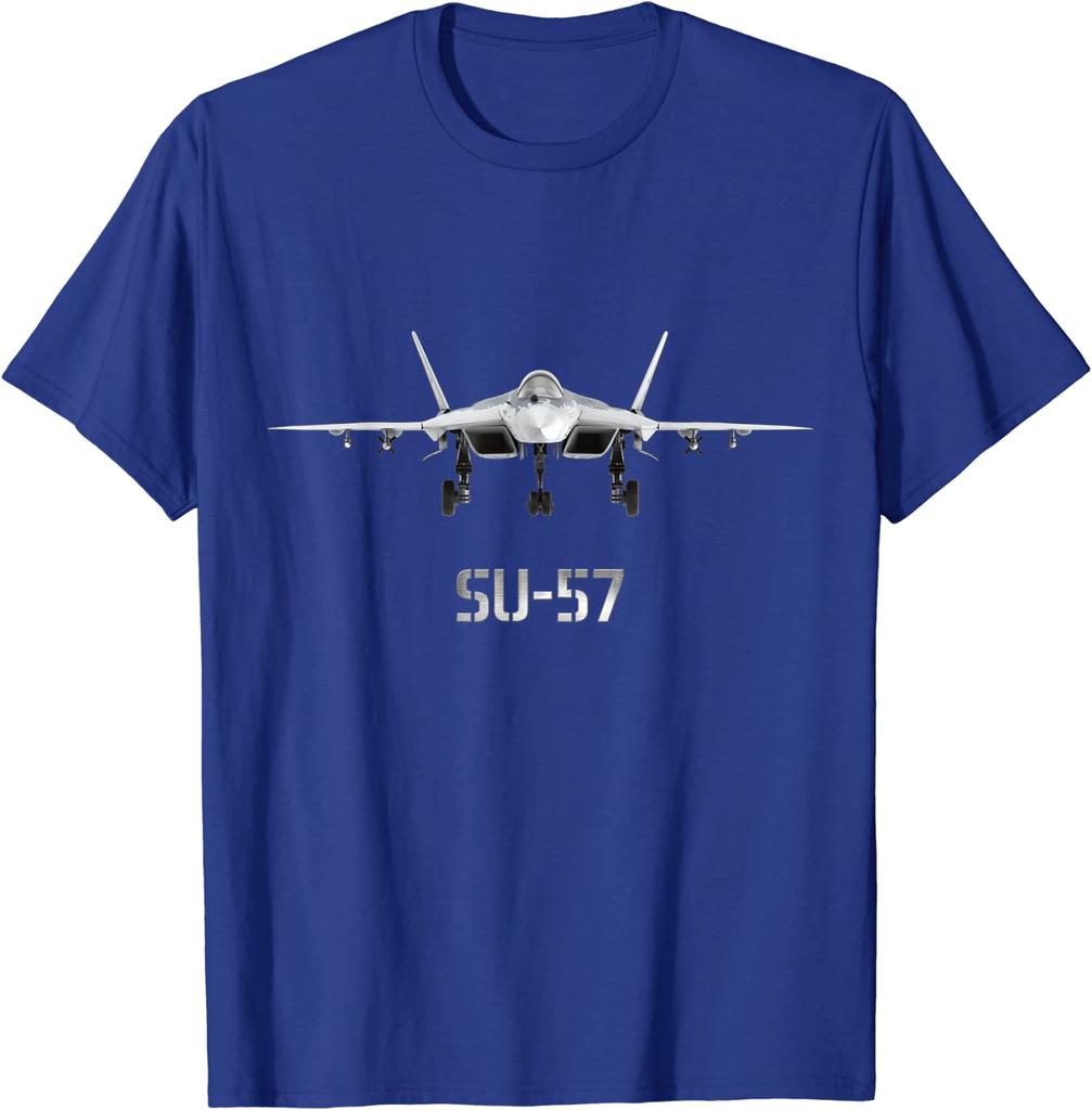 SU57 Russian Fighter Jet Men TShirt Short Sleeve Casual 100 Cotton ONeck T Shirts