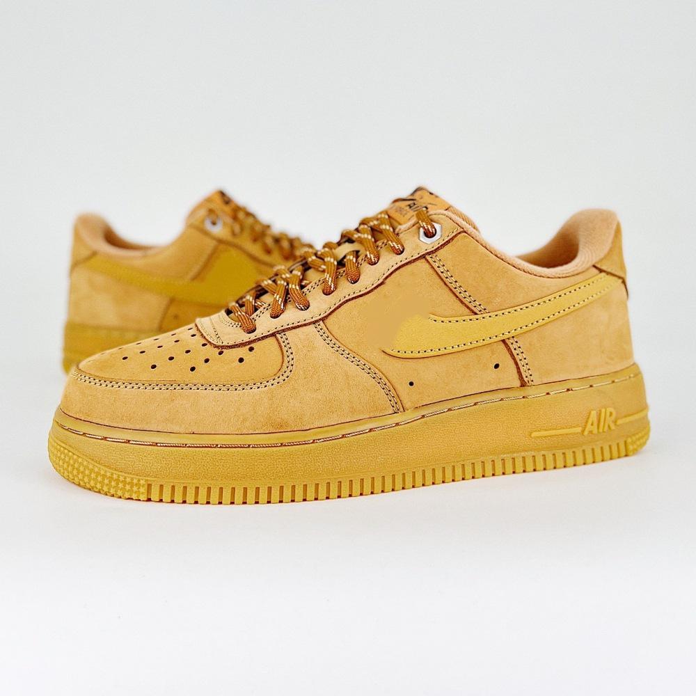 Original Pure White Air Force 1 Year of the Horse Limited Low-Top Sneakers, Black Sports Casual Shoes, Wheat Color, Unisex Style