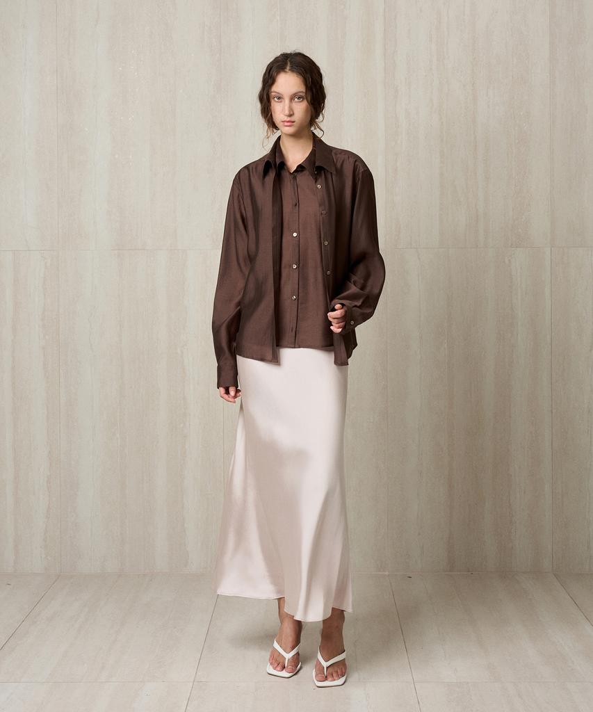 RE RHEE Satin Maxi Skirt Champagne