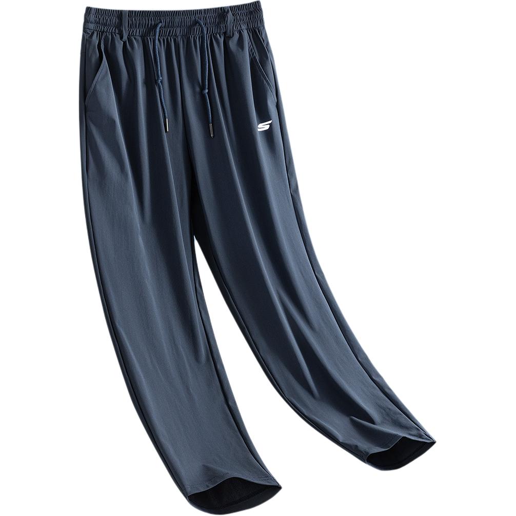 Skechers Solid Color Minimalist Style Letter Logo Print Versatile Outdoor Sports Fitness Lace-Up Straight-Cut Mid-Rise Casual Pants P225U098-022C S