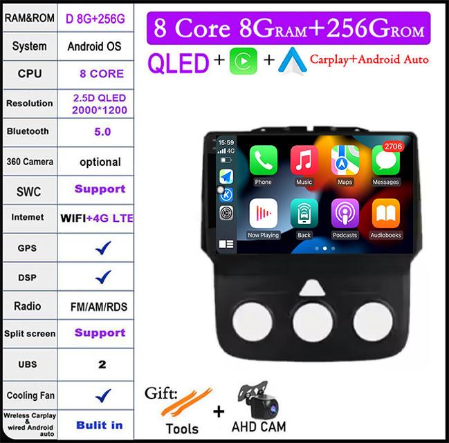 Wireless CarPlay Android 14 Radio For Dodge RAN 1500 2500 3500 2013-2018 GPS Navigation Stereo Car Intelligent Systems 4G WIFI