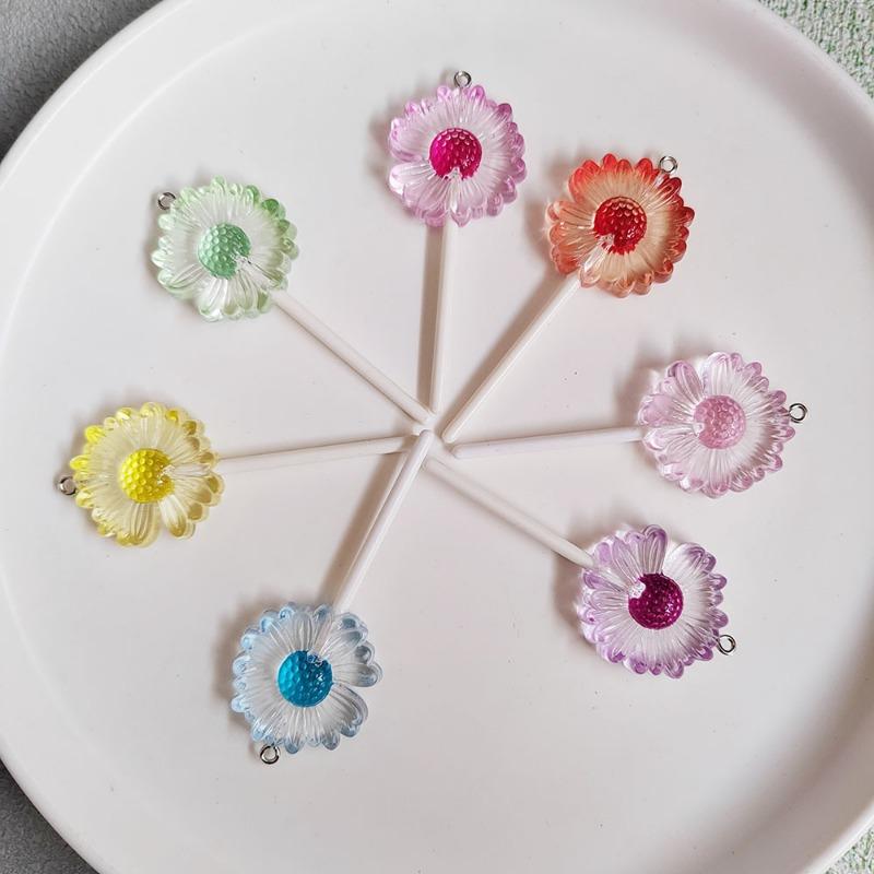 

Милі ромашки Цукерки Смоляні Аксесуари DIY Мініатюрна Їжа Іграшка Кольоровий Квітковий Брелок Декорація 5pcs різнокольоровий