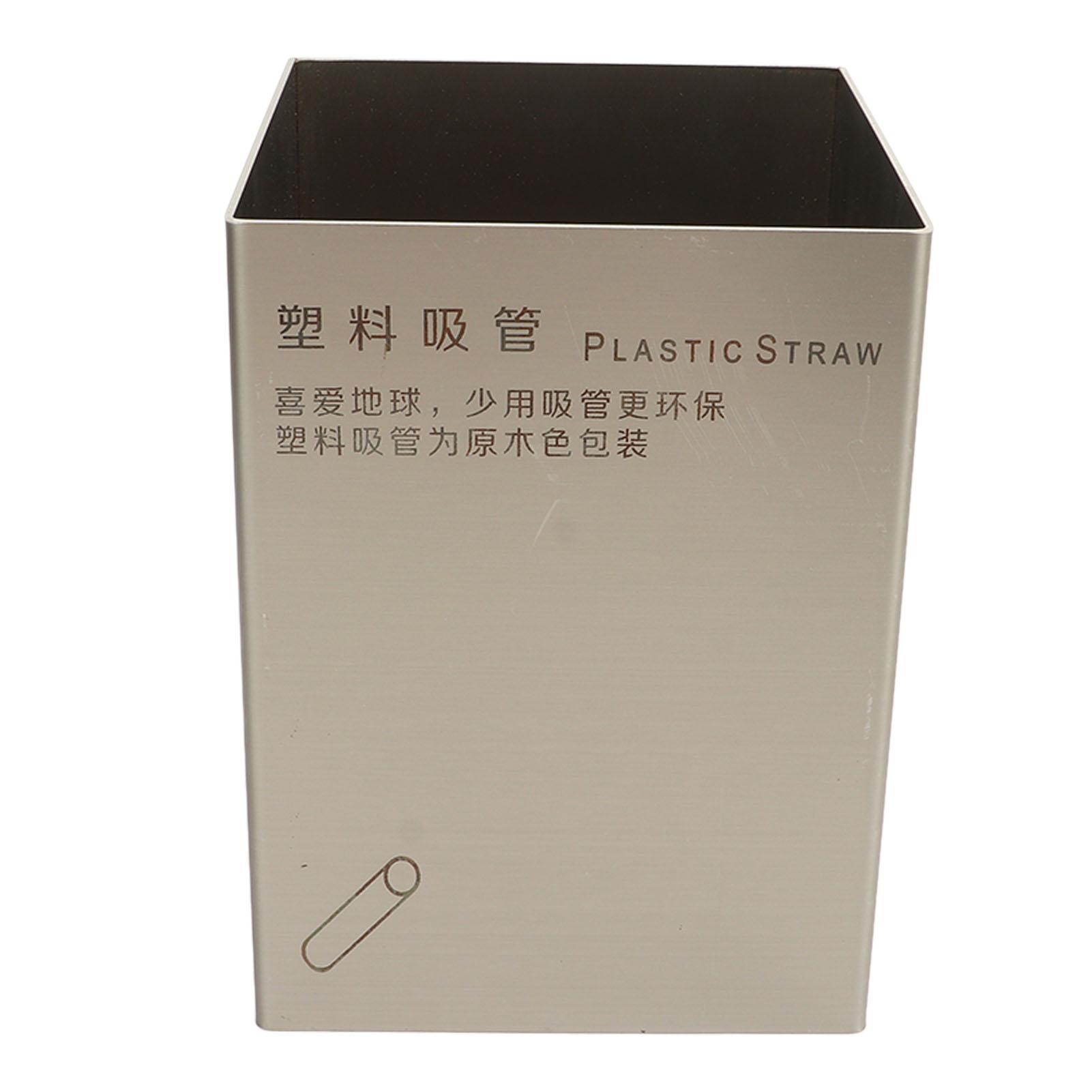 Konnwei Silver Straw Holder Stainless Steel Drinking Straw Storage Container Cutlery Organizer For Drink Shop Bar Restaurant Stainless