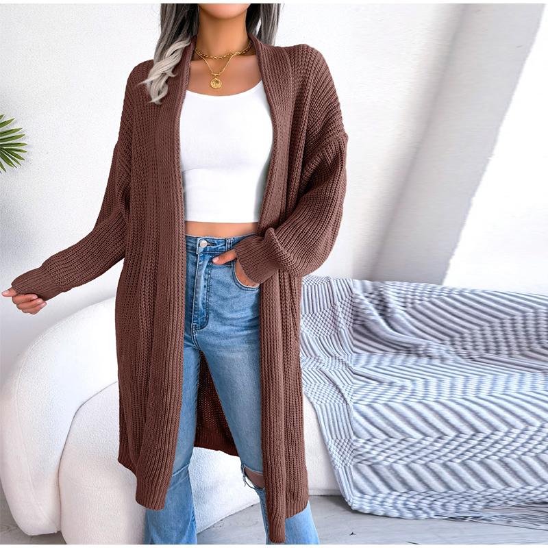 

Весна Осень Женский Повседневный Универсальный Длинный Кардиган С Лацканами Женский Модный Однотонный Пальто L кофейный
