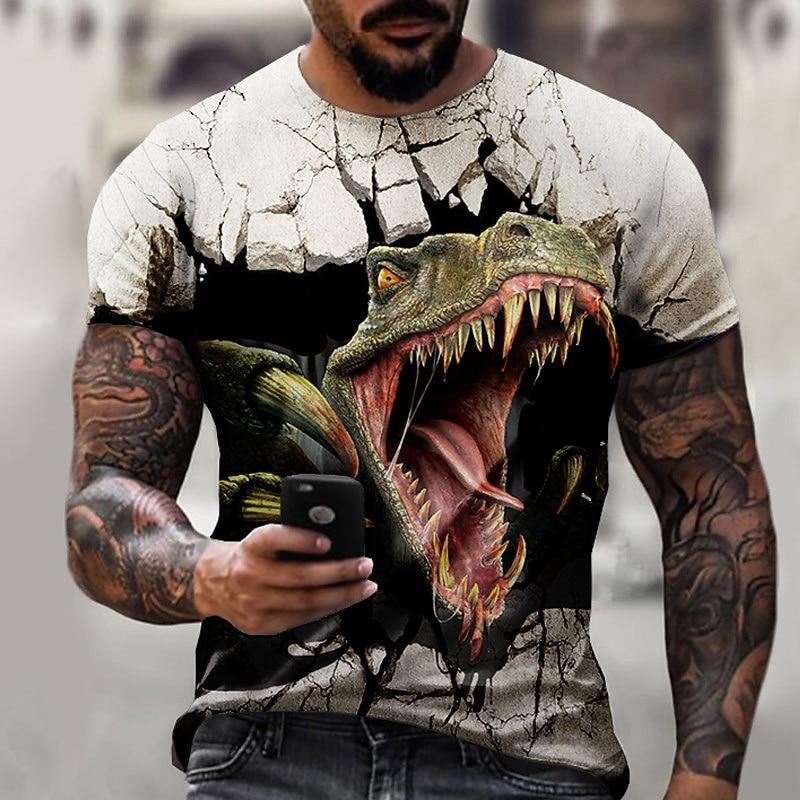 Herren Wolf Grafikdrucke Hemd T-Shirt Tee Kurzarm T-Shirt 3D Druck Rundhals Hemd Designer Freizeit Groß und Groß Täglich Urlaub Blau