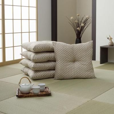 IKEHIKO Zabuton-Kissen, Größe Meisen, hergestellt in Japan, Nishiki-Muster, beige, ca. 55 x 59 cm, 5er-Set, Asanoha-Muster Nr. 1240870022308