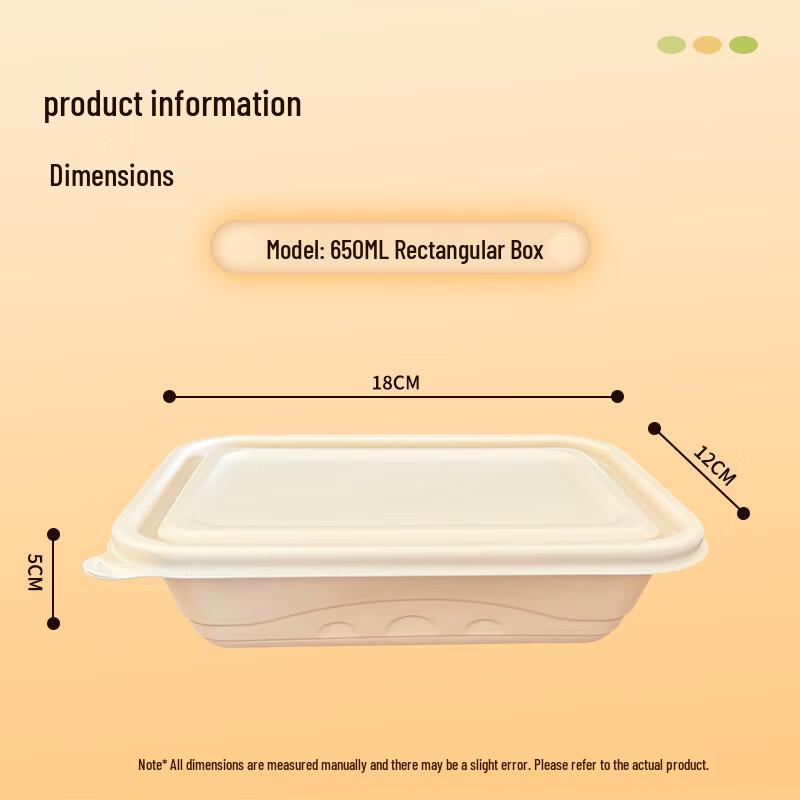 650ml Biodegradable Rectangular Food Containers