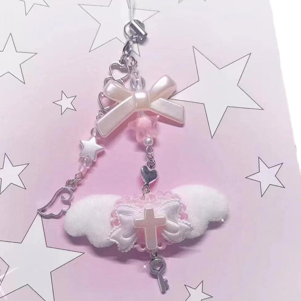 Niedlicher Rosa Flügel Handyanhänger Stilvolle Acryl Handykette Kordel Einzigartiges Geschenk Geeignet für verschiedene Anlässe