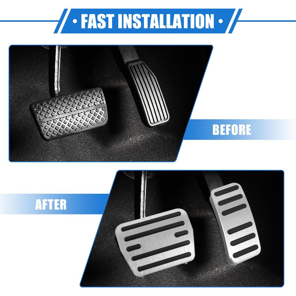 ABSOPRO Car and Brake Pedal Cover Pads for VW Golf and Golf SportWagen Aluminum Silver 2 Pieces Gas, Accelerator, Golf, Alltra, 2015-2020, Non-Slip