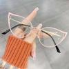 Fashion Metal Decorative Optical Spectacle Eyeglass Personality Hollowed Cat Eye Anti-Blue Glasses Ultra Light Unisex Glasses