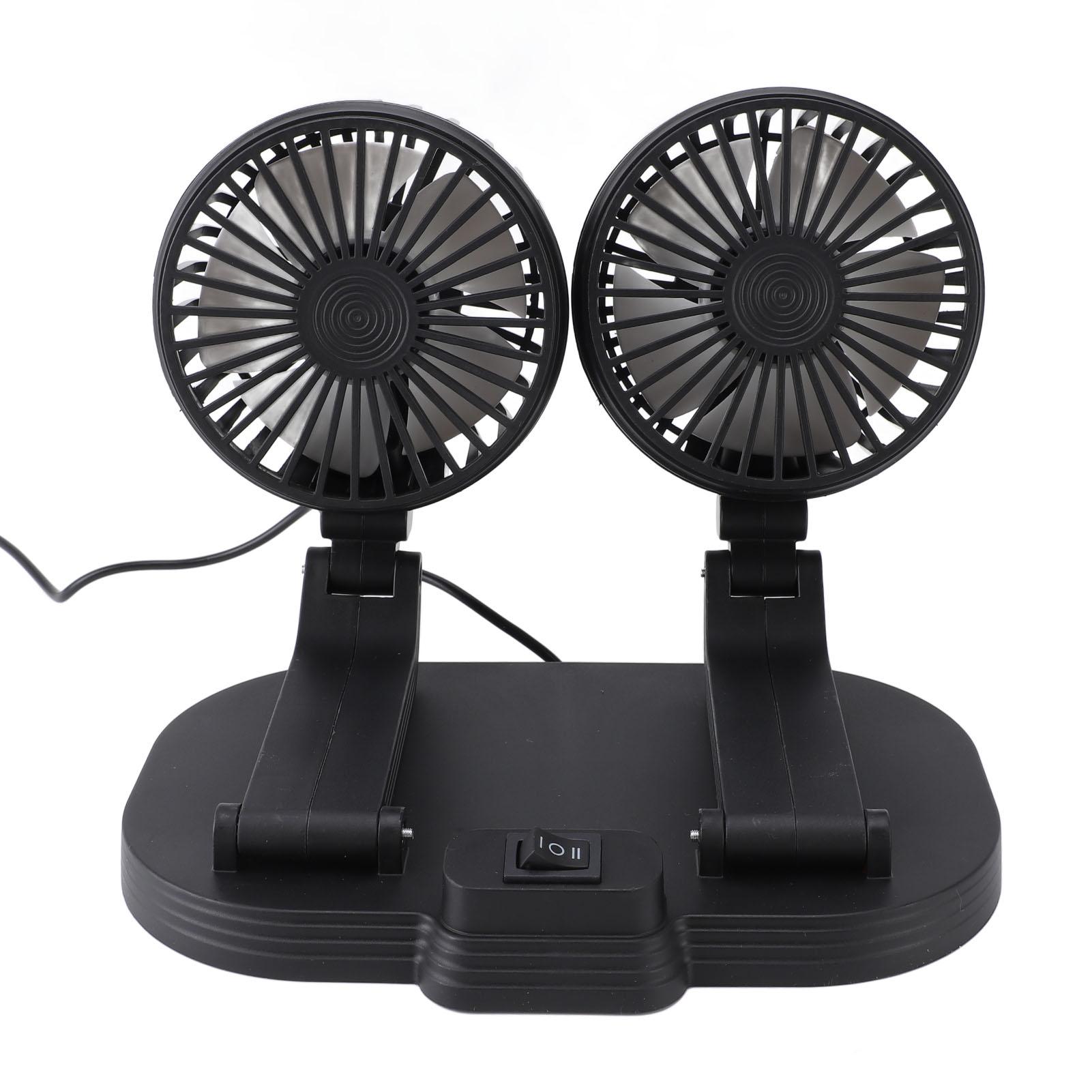 Car Dual Head Air Circulator Fan USB Powered Dashboard Cooling Air Circulator Fan Electric Car Cooler Fan White/Black